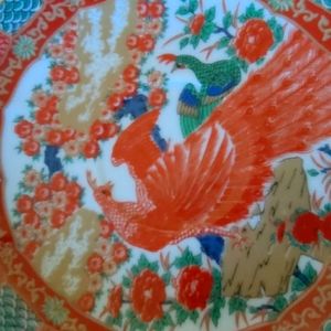 Arita Imari Peacock saucer Dishes Japan4 Saucer 5 3/4"